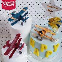 Red Blue Yellow Retro Airplane Cake Decorations Birthday Party Decorations for Baking Cute Gifts