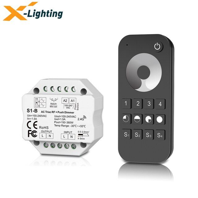 LED Dimmer 220V AC Triac Dimmer 230V 110V Wireless RF Dimmable Push Switch  with 2.4G