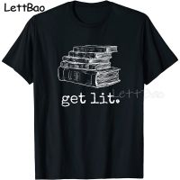 Get Lit With Books Funny T Shirt For Mens Pure Cotton Tee Shirt Vintage Tshirt Tshirt 100% Cotton Gildan