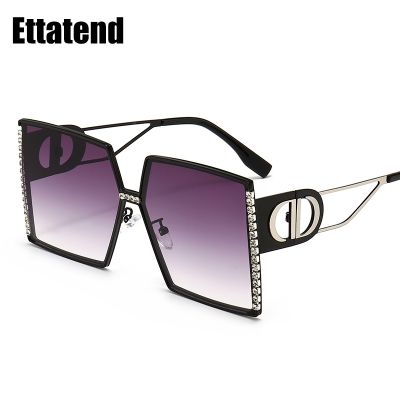 Fashion Square Oversized Sunglasses Women Luxury Rhinestone Brand Designer Punk Sun Glasses Ladies Eyewear Vintage Shades Uv400