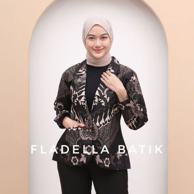 HITAM Elegant Black Womens batik blazer - premium Womens blazer batik