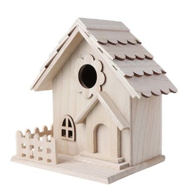 นาฬิกาแขวน Bird House กรงเพาะพันธุ์กล่องให้อาหาร Nest Garden Backyard จี้จำลองรั้ว Birdhouse ตกแต่ง