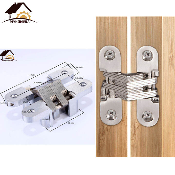Stainless Steel Hidden Door Hinges 50kg Heavy Bearing 117*24mm Builtin