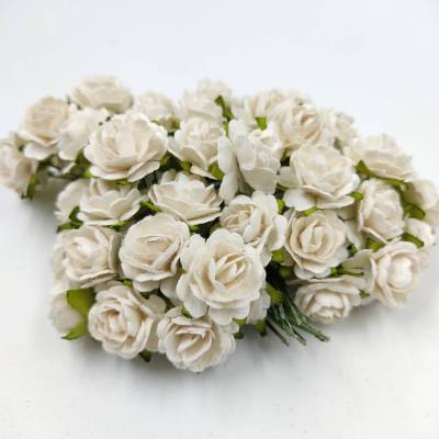 ดอกไม้กระดาษ ดอกกุหลาบ 17-20 mm ดอกไม้กระดาษสา ดอกไม้ประดิษฐ์  (10/50 ดอก)