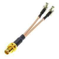 SMA Female Bulkhead to 2X TS9 Male Right Angle Y Type Splitter Combiner Jumper Cable Pigtail RG316