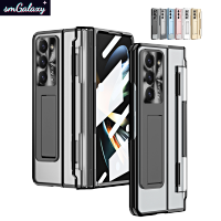 [มีปกป้องหน้าจอ] เคสเคลือบใสสำหรับ Samsung Galaxy Z Fold5 Fold4 Fold3เคสแบบมีขาตั้งได้พับ5 4 3ปลอกสีดำ