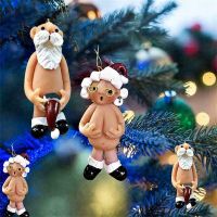 1PCS เรซิ่นตลก Naked Santa Claus จี้ Xmas ชายหญิง Santa Claus Christmas Tree Decora 2022ปีใหม่สำหรับตกแต่งบ้าน