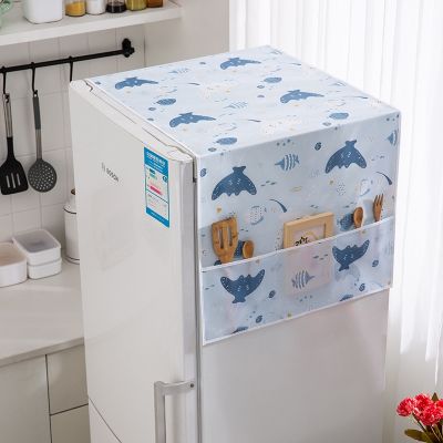Refrigerator Dust Cover Side Storage Bag Portable Organizer Nordic Print Washing Machine Dust Cloth Waterproof Washable Textiles