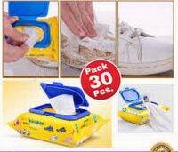 ผ้าเช็ดsneaker wipes ผ้าทำความสะอาดรองเท้าสำเร็จรูป 1ห่อ 30 ชิ้น เช็ดรอยเปื้อน ช่วยขจัดคราบ ทำความสะอาดรองเท้า ให้กลับมาขาวใหม่ สะอาดอีกครั้ง