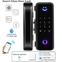 【LZ】 Elétrica Digital Glass Door Lock Smart Door Lock Bluetooth Gateway WiFi TTLock Impressão digital Senha Alexa Google