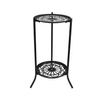 2 Holder Flower Stand Metal Plant Pot Stand Flower Display Shelf Garden Patio Home Outdoor Black Flower Tray Home Decoration