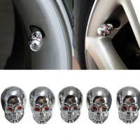 4PCS Mini Lot Bike Cool Style Car Dust Cap Red Eyes Evil Skull Air Valve Stem