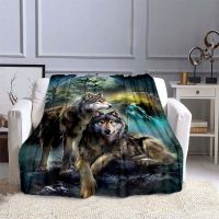 20223D หมาป่าผ้าห่มโซฟาผ้าห่มสำหรับเตียงนุ่มอบอุ่นผ้าห่มปกสักหลาดโยนผ้าห่มแบบพกพาท่องเที่ยวโยนผ้าห่ม