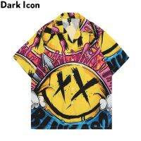 ◐ Dark Icon 2021 เสื้อเชิ้ตแฟชั่นใหม่สําหรับผู้ชายแขนสั้นพิมพ์ลายสไตล์ฮาวาย