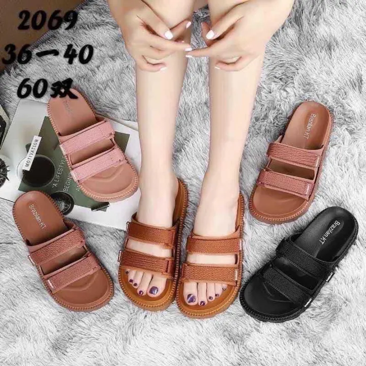 Women's Semi High Velcro Strap Slides Lazada PH