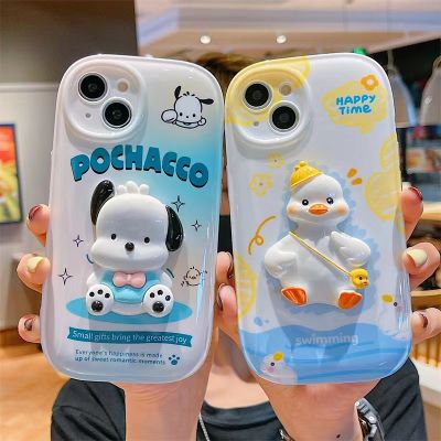 เคสนิ่มการ์ตูนพร้อมกิ๊ฟต๊อกตั้งได้ 2 ลายสำหรับiPhone 13 pro max 12 12pro max สำหรับiPhone11 7 8 se2 se3 XR