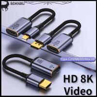 BDKNBU โปรเจคเตอร์สำหรับทีวี HD 8K 60Hz อะแดปเตอร์วิดีโอ HDMI-V2.1ตัวผู้ไป USB-C ตัวเมียตัวแปลงสัญญาณ DP/Mini DP เป็น HDMI