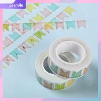 YESMILE ธงมีสี เทป Washi การตกแต่ง DIY 1.5เซนติเมตร 10เมตร เทปกาวติดแน่น คุณภาพสูงมาก อัลบัมภาพ เทปกาวติด