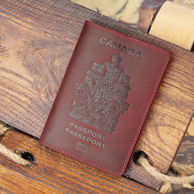 Canadian Passport cover Genuine Leather for Canadians Men Passport Case Travel Wallet