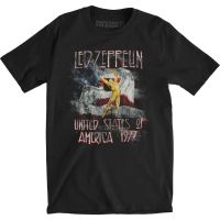 [Hot] Zeppelin USA LED Band T-shirt 77 With Flag Official Merchandise T-Shirts - Adult T-Shirts - Mens T-Shirts