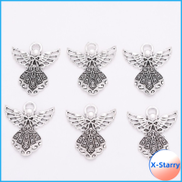 X-STARRY 50pcs เงินโบราณ เครื่องประดับรูปนางฟ้าสีเงินโบราณ สีเงินสี 50ชิ้นค่ะ ปีกนางฟ้านางฟ้านางฟ้า เครื่องรางกางเขนจำนวนมาก วัสดุอัลลอยด์ เสน่ห์ของนางฟ้า การทำหัตถกรรมเครื่องประดับ DIY