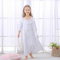 Summer New Baby Girls Cotton Nightgown Soft Lace Princess Nightdress White Loose O-neck Children Pajamas Kids Sleepwear Pajamas