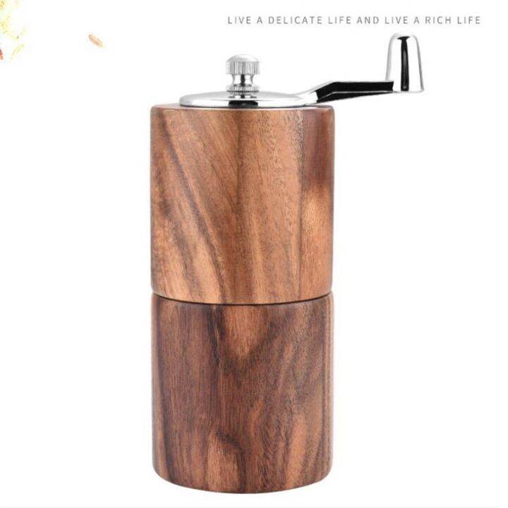 เครื่องบดพริกไทยด้วยมือและหม้อเกลือเครื่องบดมือ-acacia-wood-pepper-mill-set-spice-salt-pepper-grinder-ceramic-core-seasoning-bottle