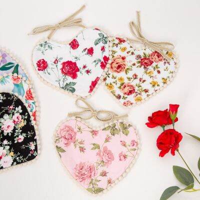 Rose Heart Baby Bibs Mothers Day Gift Double Side Saliva Towel Cotton Floral Adjustable Burp Cloth Valentines Day Photo Props