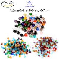 Ready Stock 200PCS 8x6mm 6X4mm 4x3mm 10x7mm Electroplate Faceted Rone AB Color Plated Transparent Glass Beads For DIY Jewelry Necklace celet Making