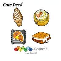 【Cute Deco】Cartoon Food (4 Types) Shrimp Bun / Barbecue / Sand Biscuit / Ice Cream / Charm Button Deco/ Cute Jibbitz Croc Shoes / Charm Resin Material for Shoe Accessories