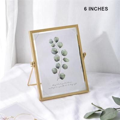 New Nordic Geometric Metal Stereo Glass Photo Frame Ins Gold Iron Creative 4 6 7-inch Photo Frame Home Desktop Decoration Gifts
