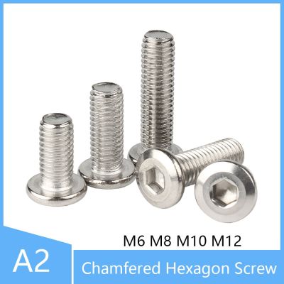 {Haotao Hardware} 1/2/5Pcs M6 M8 M10 M12แบนหัว A2 304สแตนเลส Chamfered สกรูหกเหลี่ยม