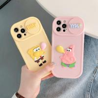 เคสโทรศัพท์ใหม่ Spongebob การ์ตูนผลักดึงเลนส์สำหรับ Iphone 13/14 Promax Case Xl 11/12 Soft Xsmax