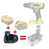 : "{ DM18RL อะแดปเตอร์แปลงแบตเตอรี่ USB DM20ROB ใช้สำหรับ DEWALT 20V 60V Li-Ion RYOBI 18V เครื่องมือไฟฟ้าลิเธียม