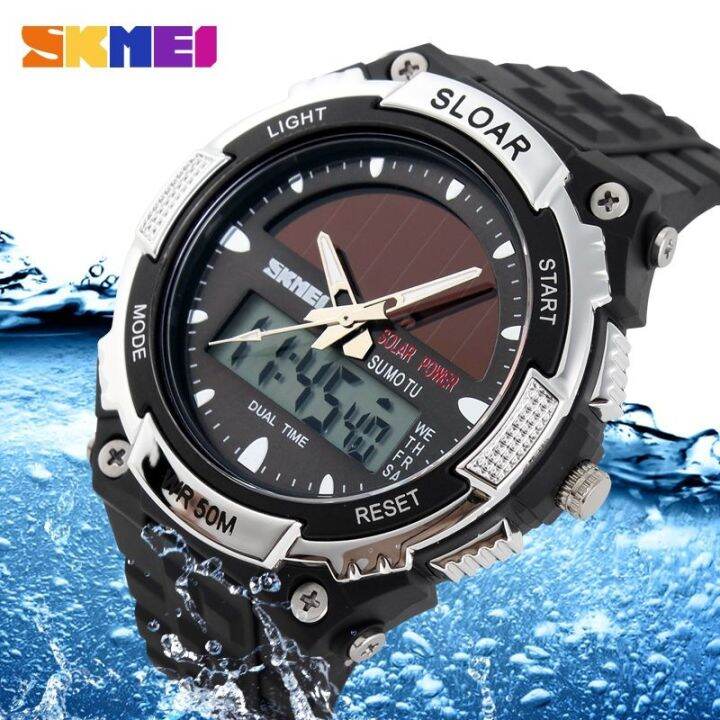 hot-seller-korean-version-trendy-electronic-watch-solar-energy-mens-dual-display-multi-function-waterproof-luminous-student-sports-military