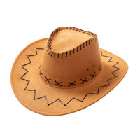 [hot]Parent Child Cool Summer Big Wide Brim Sun Jazz Cosplay Cap Men Women Kids Travel Sunscreen Suede Leather Western Cowboy Hat W2