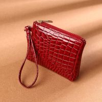 ﹉❧▩ New Mini Womens Wallet Crocodile Pattern Short Zipper Wrist Small Coin Bag Fashion Pu Leather Ladies Card Holder Coin Purse