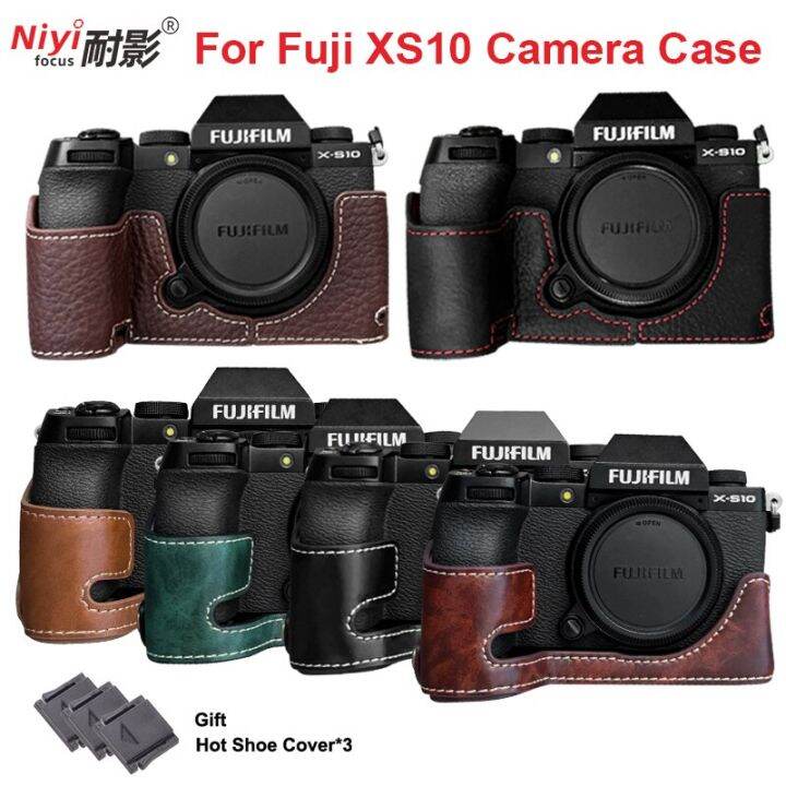 Genuine Leather Half Of Body Camera Case For Fujifilm XS10 PU Leather