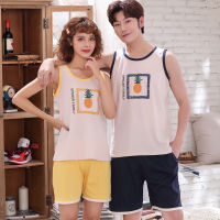 Couple vest sleepware suit women summer pajamas Cotton plus Size 3XL 4XL Men Pyjamas female male Nightwear Pijama Mujer Homewear