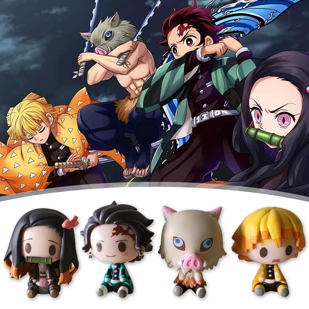 Free Shipping】 4Pcs Anime Diệt Quỷ Cứu Nhân Nhân Vật Phim Hành Động Pvc Miniacture Mô Hình Kimetsu Không Có Yaiba Con Số | Lazada.Vn