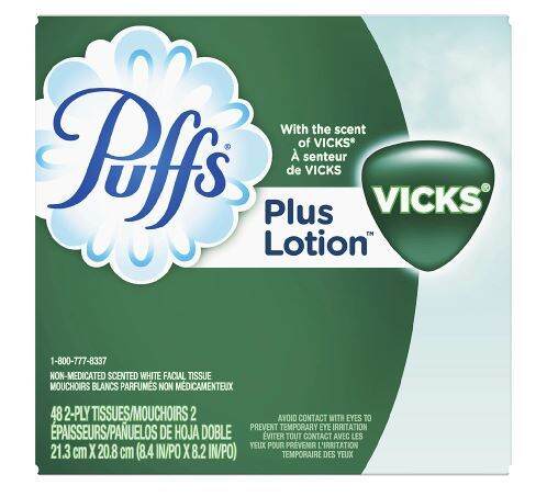 Authentic Vicks Puffs Plus Lotion with the Scent of Vick's Tissues 48ct ...