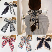 42 Styles Bowknot Silk Hair Scrunchies Women Pearls Elastic Hair Bands Ponytail Holder Scarf Rubber Rope Hair Accessories