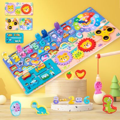 [COD] Childrens early education multi-functional logarithmic board digital jigsaw puzzle shape matching life busy educational toys