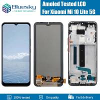 จอ LCD สำหรับ Xiaomi MI ขนาด6.57นิ้ว OLED Mi 10 LITE 5G หน้าจอสัมผัส10 Lite ประกอบ M2002J9G พร้อมกรอบ