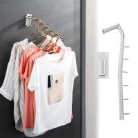 Clothes Display Hook Wall Mounted Clothes Hanger Rack Folding Clothes Hook Stainless Steel Organizer With Swing Arm Holder Rack