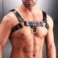 Black PU Leather Rivet Chest Shoulder Belts Adjustable Men Body Straps Suspenders Party Night Club Costume Men Belts Top