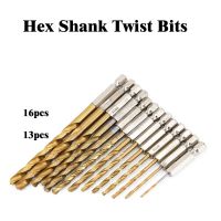 Hex Shank 13Pcs Titanium Coated Drill Bit Set 14 Hex Shank 1.5mm-6.5mm Hexagonal Handle Twist Drill