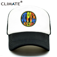 New CLIMATE Super Hero 2023 Trucker Cap Hat New Funny Super Hero Hip Hop Cool Caps Mesh Baseball Cap Hat for Women Girl Youth Men Versatile hat