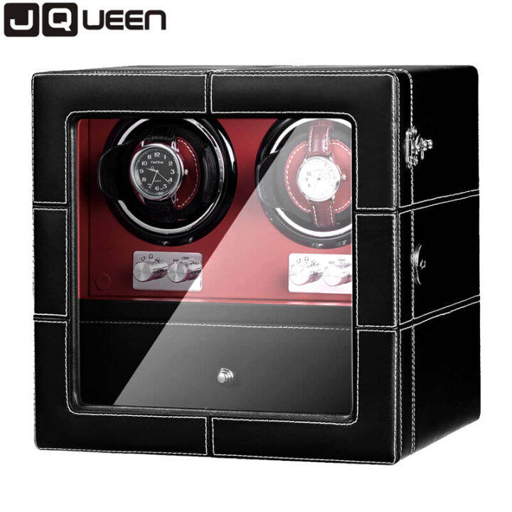 JQUEEN Luxury Automatic Watch Winder 2+4 with Quiet Japanese Mabuchi Motor Microfiber Leather
