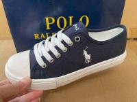 Ralphˉ Laurenˉ 2023 navy canvas white horse lace-up toe couple shoes